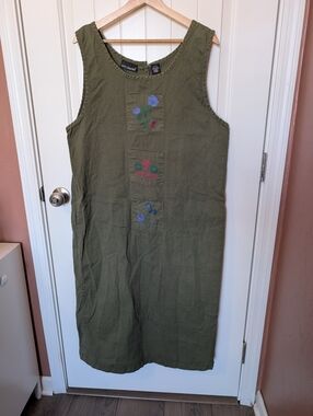 Vintage Eric Charles Overall Dress XLarge Green